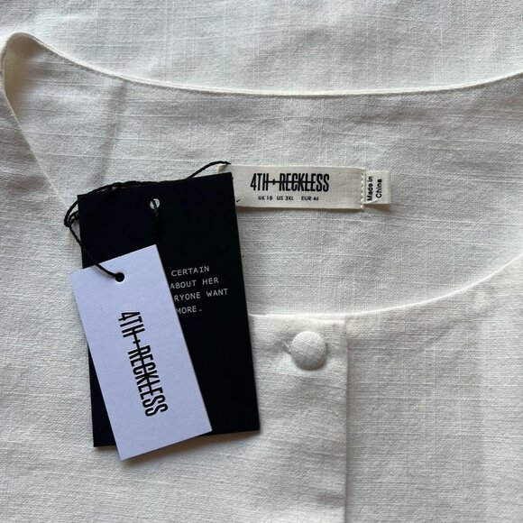 4th & Reckless Size 3XL NEW White Cotton Sleeveless Button-Down Mini Dress - Picture 12 of 16